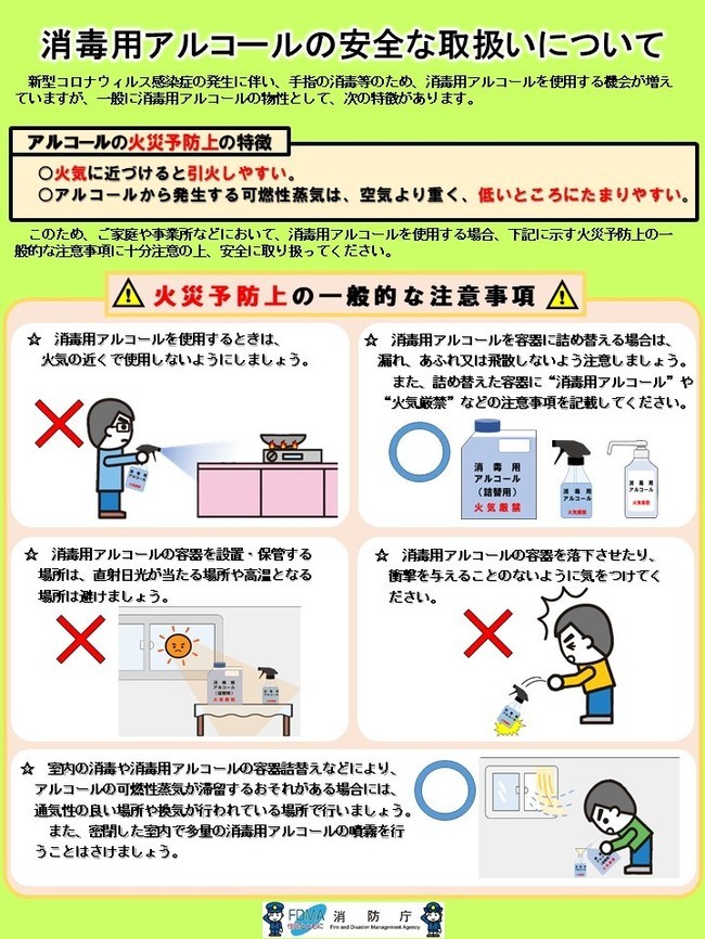 消毒用アルコールの安全な取扱いについて